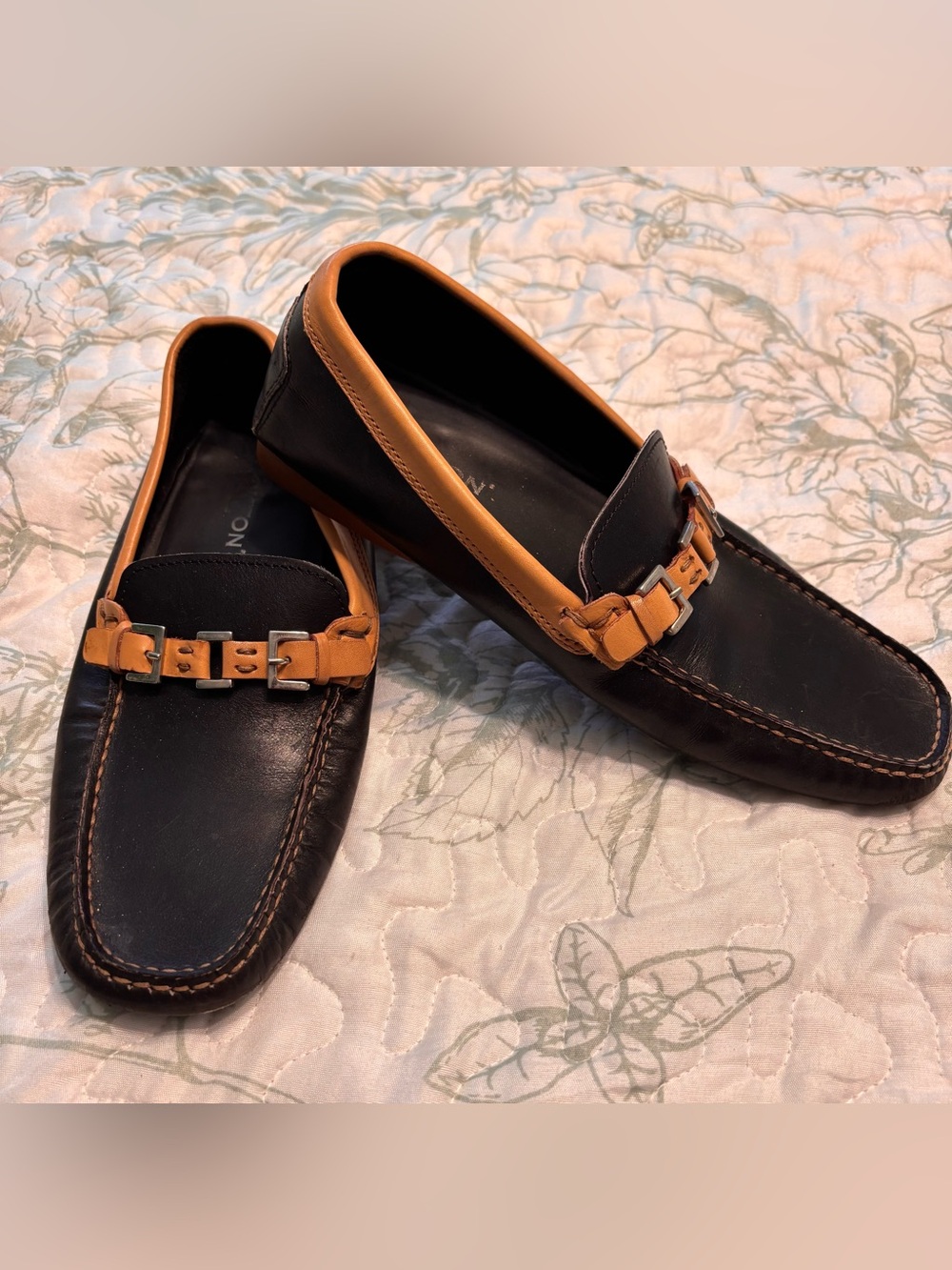 Women’s Stokton Two-Tone Black and Tan Leather Bit Loafers